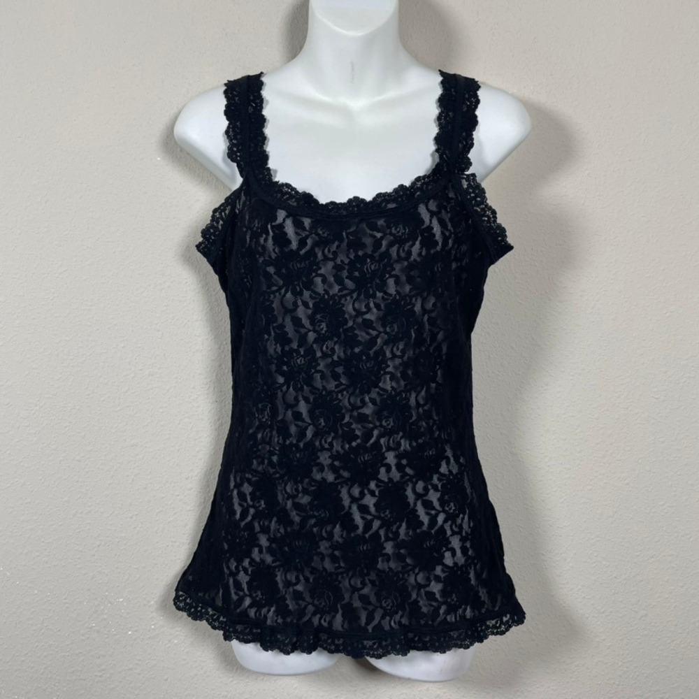 Hanky Panky Lace Camisole Women M Black Gothic Grunge Sheer Whimsigoth Night Out